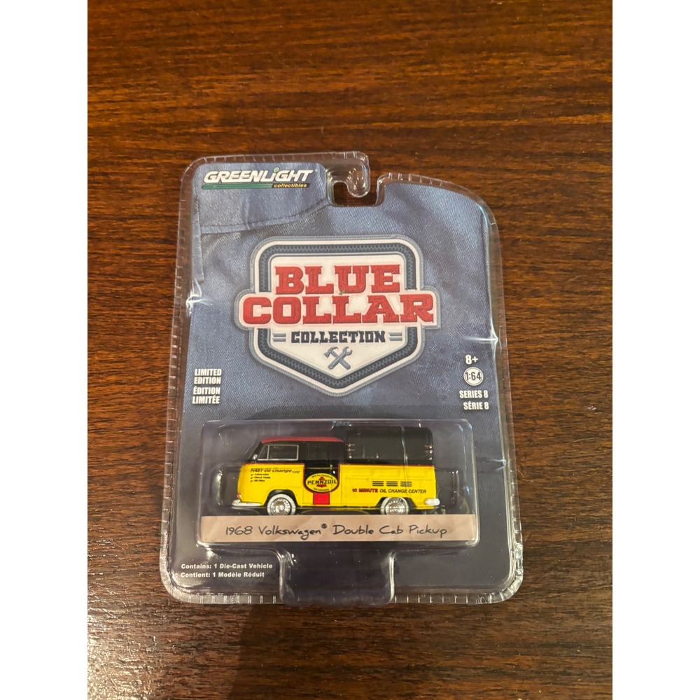GreenLight 1968 Volkswagen Double Cab Pickup Pennzoil Blue Collar Series 8 1:64